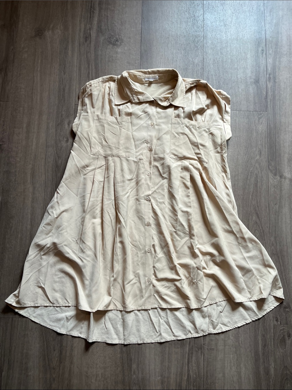 mittoshop Cream Short-Sleeve Button-Front Blouse